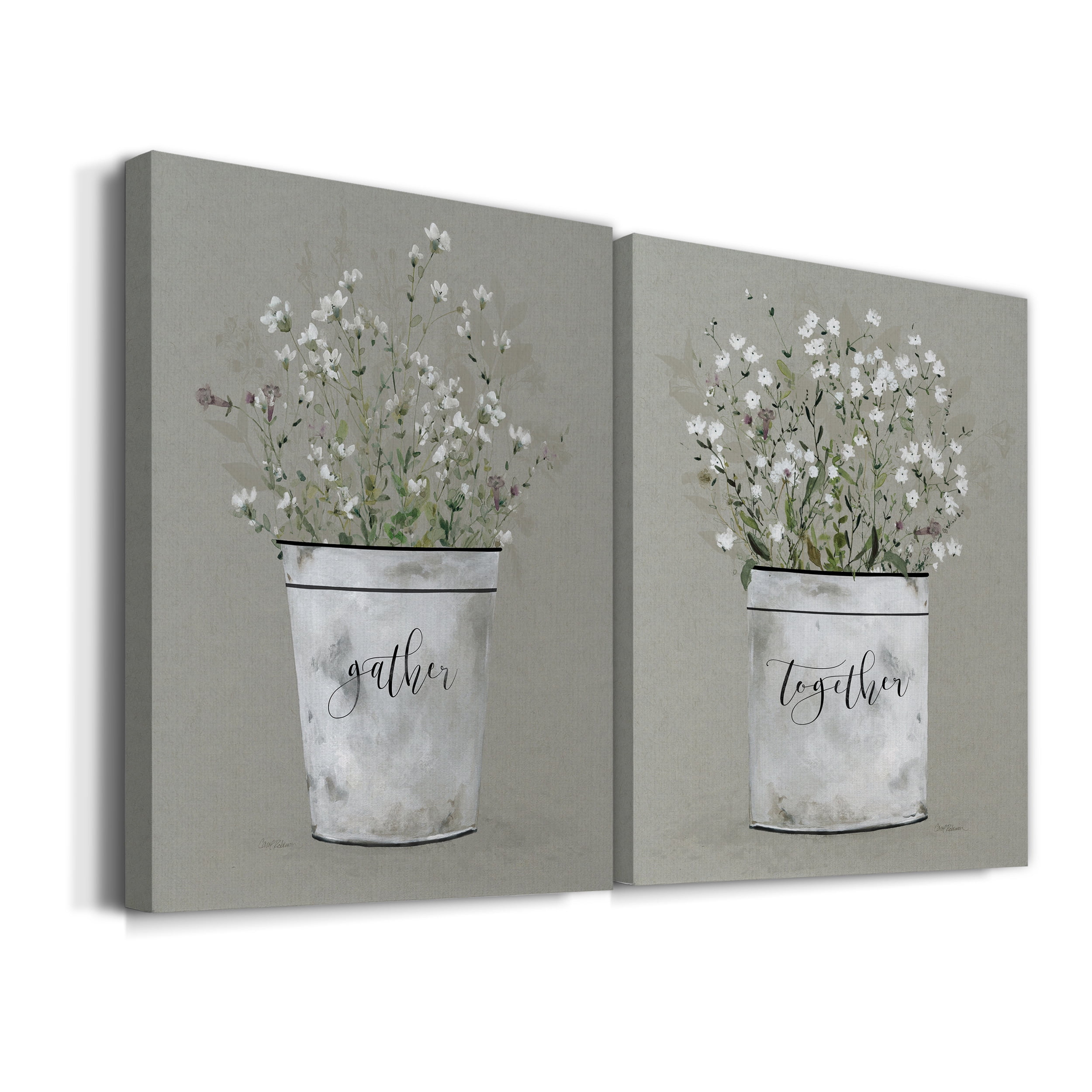 Bouquet of Grace Bucket Gather Premium Gallery Wrapped Canvas - Ready to Hang - Set of 2 - 40 x 60 Each