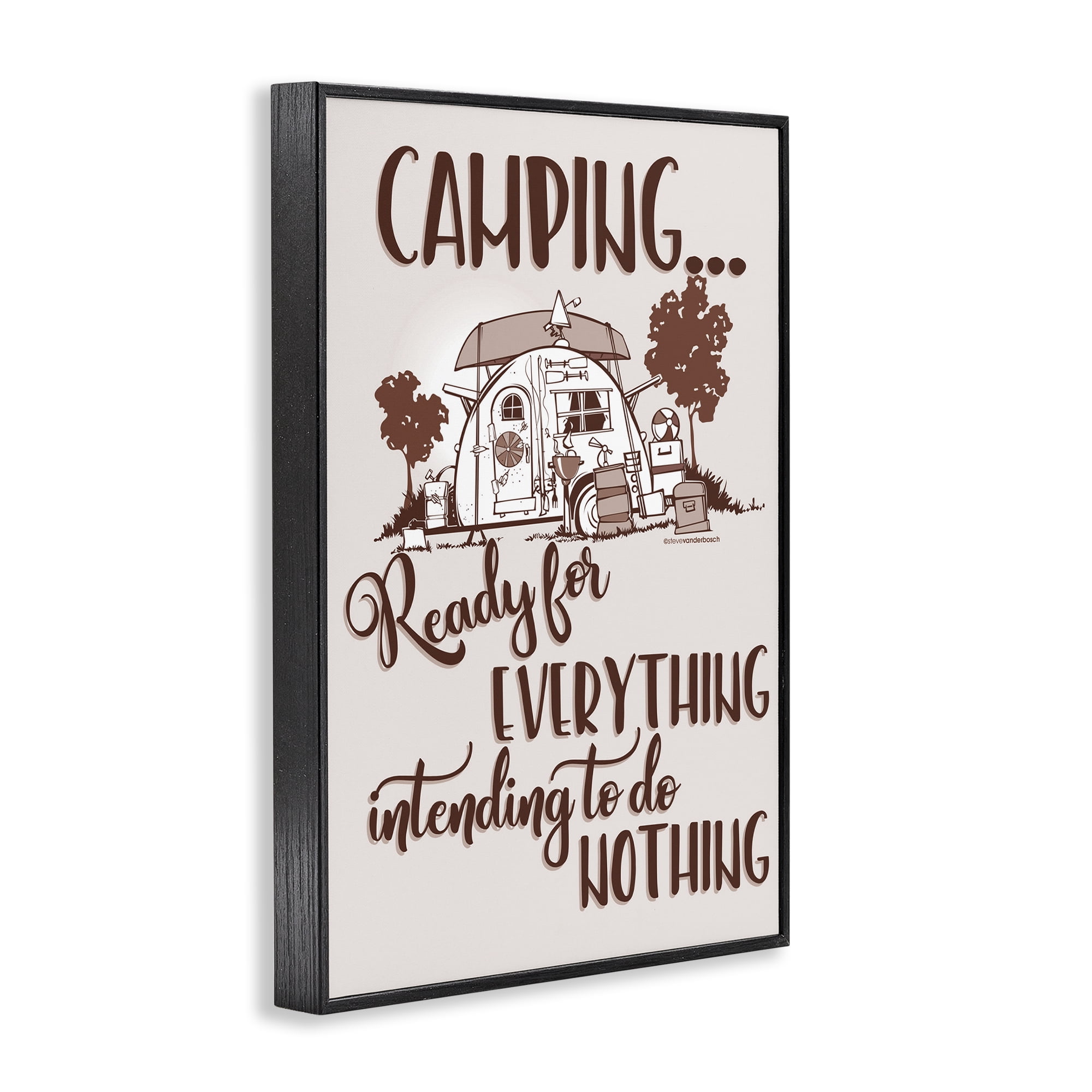 Stupell Industries Everything & Nothing Camping Landscape Painting Black Framed Art Print Wall Art, 16 x 24