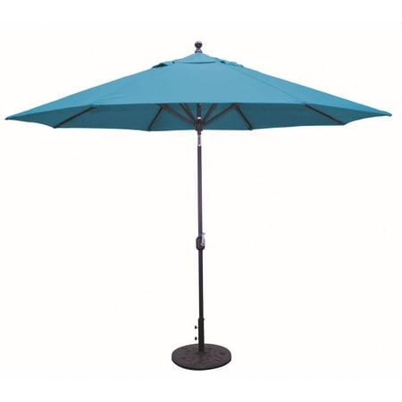 

Deluxe Auto Tilt 11 Foot Round Umbrella-Sunbrella Solid Colors Fabric Type-Pacific Blue Fabric Color-Antique Bronze Pole Finish Bailey Street Home