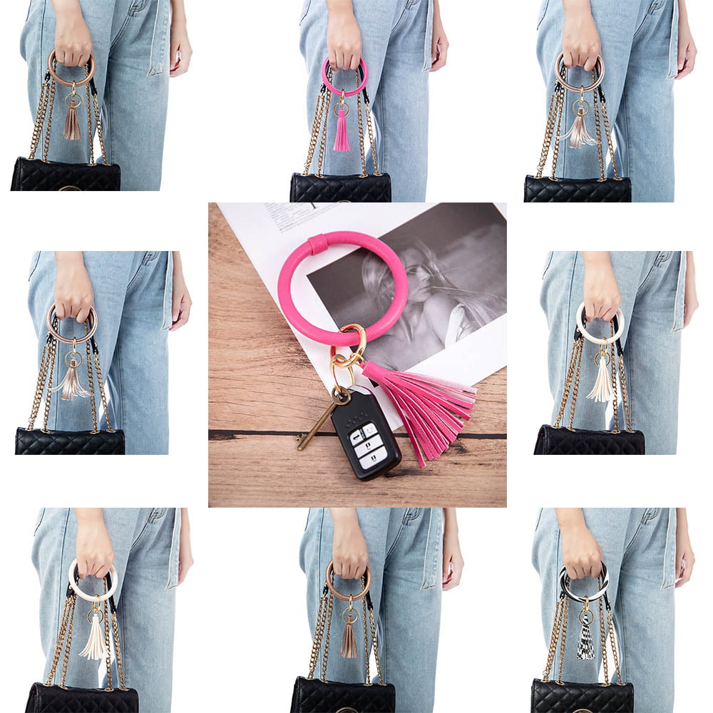 CHIWUTECH Wristlet Keychain Wallet, Leather Wrist Bracelet Strap Purse,  Slim RFID Pocket Credit Card Holder with Lanyard, Tassel & Key Ring, Small