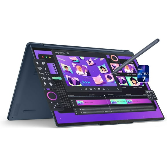Lenovo Yoga 9i 2-in-1 Copilot  Laptop, Intel Ultra 7-258V, 32 GB LPDDR5x RAM, 1 TB PCIe SSD, 14" 3K (2880x1800) Oled Touchscreen Display, Intel Arc Graphics, Backlit Keyboard, W11 Home, Cosmic Blue