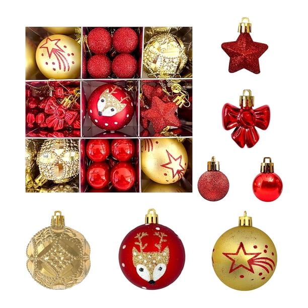 35 adornos navideños colgantes con forma de estrella y lazo, decoración artesanal decorativa. Oro rojo