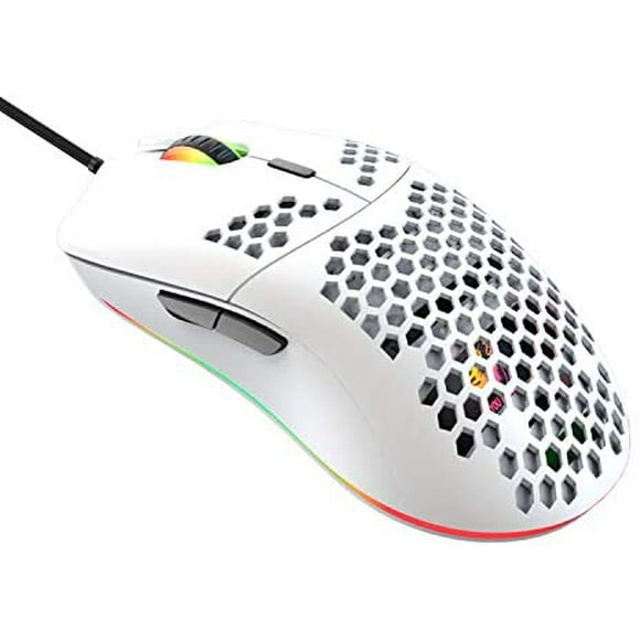 Souris de Jeu Filaire Légère, 6 Souris Rétroéclairées Rvb avec Pilote Programmable à 7 Boutons, Souris d'Ordinateur 6400dpi, Ultralégère