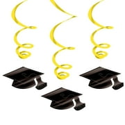 Graduation Foil Swirl Yellow Decorations (Each)