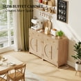 thumbnail image 4 of LGHM Rattan Sideboard Buffet Cabinet with Drawers, Coffee Bar Cabinets Set of 2, Accent Console Table with Adjustable Shelves for Kitchen Dining Room Entryway Living Room, Natural Oak, 4 of 13