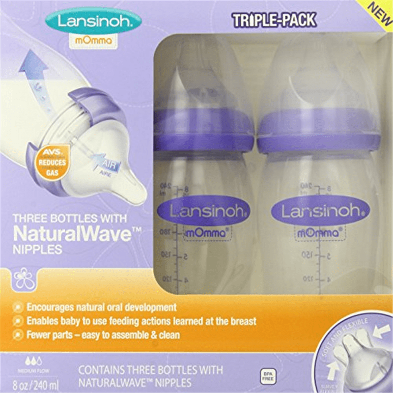 Lansinoh mOmma Breastmilk Feeding Bottle with NaturalWave Nipple 8 Ounce 3 