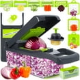 thumbnail image 1 of Vegetable Chopper Mandoline Slicer,Veggie Chopper, Multifunctional 10 in 1 Food Choppers, Kitchen Vegetable Slicer Dicer Cutter,Onion Mincer,Cheese Grater,Colander Basket,Kitchen Gadgets (Gray/Green), 1 of 7