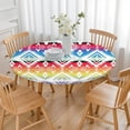thumbnail image 3 of Floral Bohemian Tablecloth Round Elasticized, Stretch Fit Cover for 38-42 Inch Tables, Decorative Accent for Patio Garden Party, 3 of 7