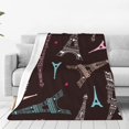 thumbnail image 1 of Fotbe Eiffel Tower Manta de Franela Acolchonada con Estampado, Súper Suave y Esponjosa, Extra Grande para Sofá, Cama, Uso Todo el Año-80"x60", 1 of 7