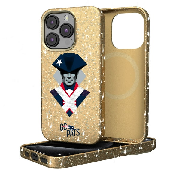 Keyscaper Gold New England Patriots 2024 Illustrated Limited Edition Bling iPhone Case