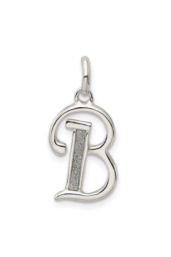 Sterling Silver Polished Glitter Enamel Letter B Pendant