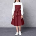 thumbnail image 4 of Girls Holiday Long Sleeve Dresses Round Neck Tiered Kids Party Casual Fall Dress A-line High Waist Vintage Dress for Girl Red 10-11 Years, 4 of 7