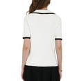 thumbnail image 3 of INSPIRE CHIC Women's Summer Short Sleeve Double Breasted Contrast Color Knit Sweater Tops S White, 3 of 4