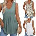 thumbnail image 3 of JZROCKER Womens Eyelet Embroidery Sleeveless V Neck Peplum Tops Casual Pleated Ruffle Flared Flowy Tanks Top Elegant Tunics Shirt, 3 of 17