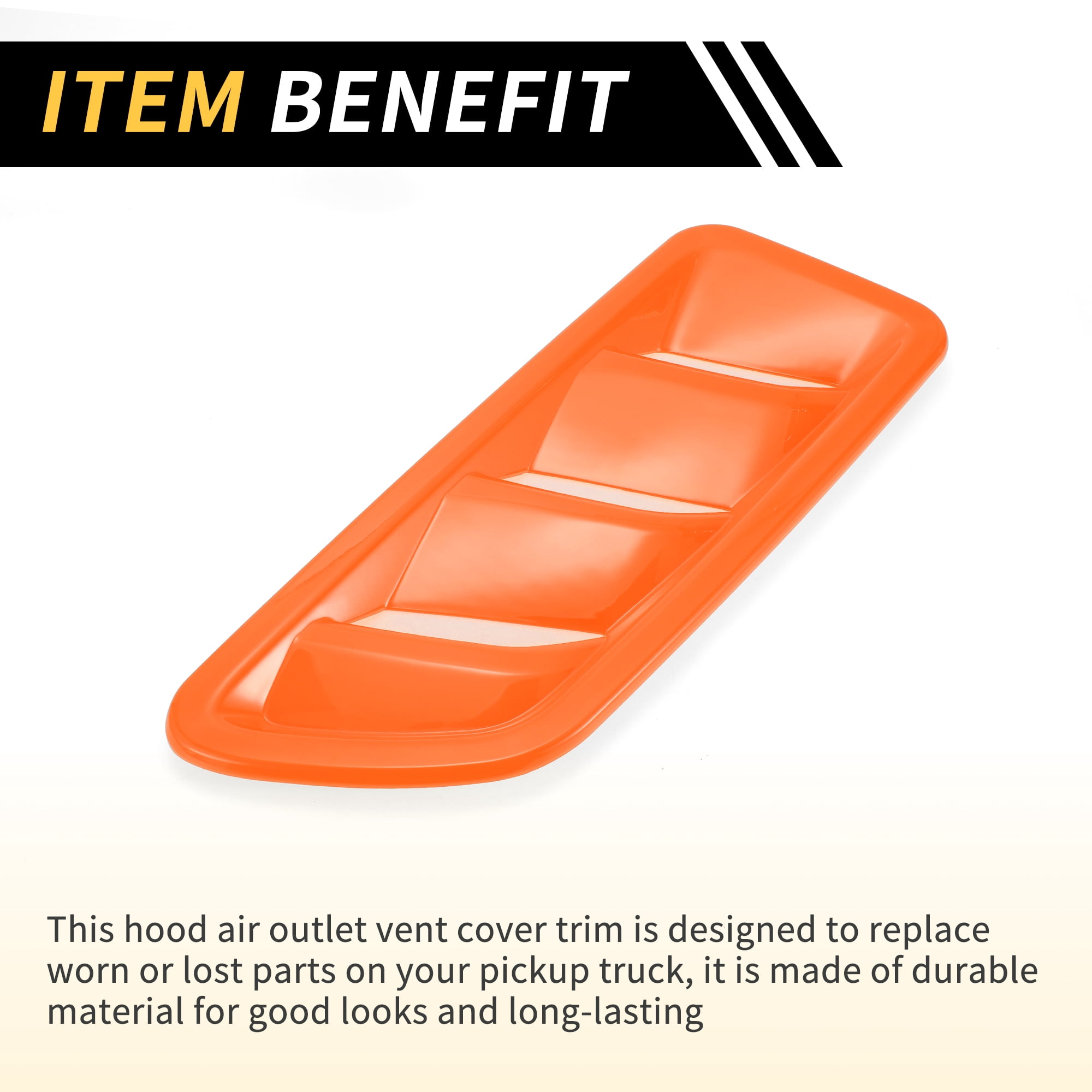 Unique Bargains 1 Pair Car Front Hood Air Outlet Vent Cover Trim for Jeep Wrangler JL JLU Gladiator 2018-2024 Hood Engine Bonnet Air Vent Outlet Cover Bezels ABS Orange