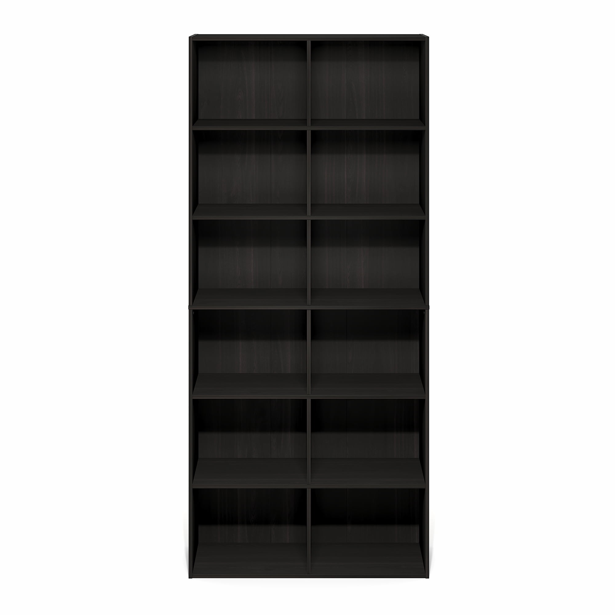 Furinno BASIC 12-Cube Open Bookcase Storage Organizer 12 x 32 x 71 in Amber Pine