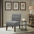 thumbnail image 3 of Gray Modern Accent Chair, Armless Lounge Chair with Tufted Upholstery & Wood Legs, Fabric Side Chair for Living Room, Bedroom, Makeup Vanity, Patio, Pin Back Design, 3 of 7
