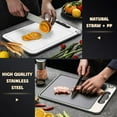 thumbnail image 2 of Simperf Stainless Steel Cutting Board, Double Sided Chopping Board for Kitchen, Scratch-resistant Mesh Design, Juice Groove, Non-slip Silicone Wrap, Food Grade, 2 of 7