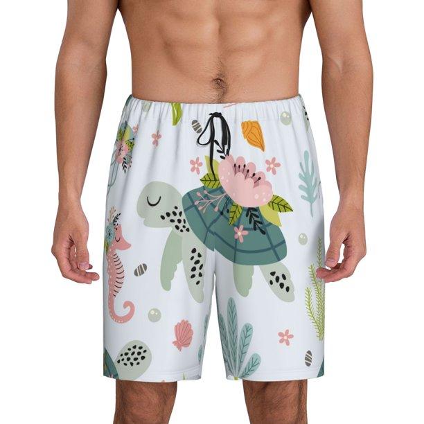 Fotbe Sea Animal Pantalones Cortos de Pijama para Hombre, Ropa de Dormir, Pantalones de Pijama Cortos para Hombre-Small