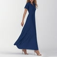 thumbnail image 3 of TQWQT Easter Dresses for Women Short Sleeve Royal Blue Flowy Maxi Dress V Neck Casual Wedding Guestes Dress Plus Size Bridesmaid Dress Royal Blue S, 3 of 5