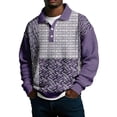 thumbnail image 4 of Nokdvo Chandail en Molleton pour Hommes Col à Revers Boutonné Color Block Automne Hiver Décontracté à Manches Longues, Violet P, 4 of 4