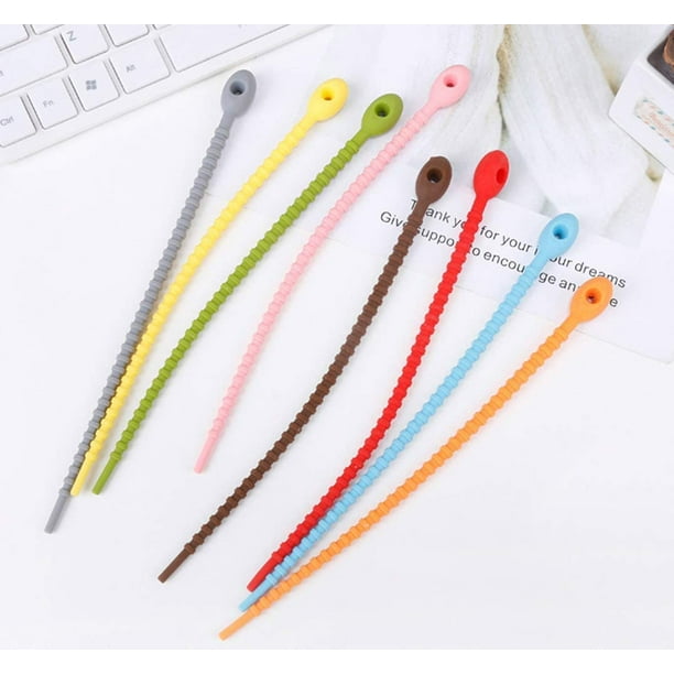24 Pièces Attache Cable Silicone, Sangle Réutilisable Câble Management