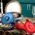 thumbnail image 3 of Gymax 2PCS Ceramic Cookware Set Casserole Clay Pot w/ Lid and Insulated Handle, 3 of 10