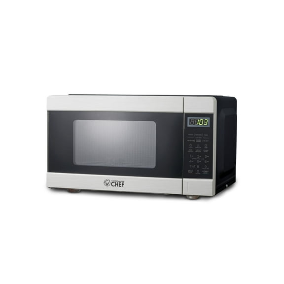 Commercial Chef CHM009 Countertop Microwave 900W, 0.9 cu. ft., Stainless Steel and Black, Small