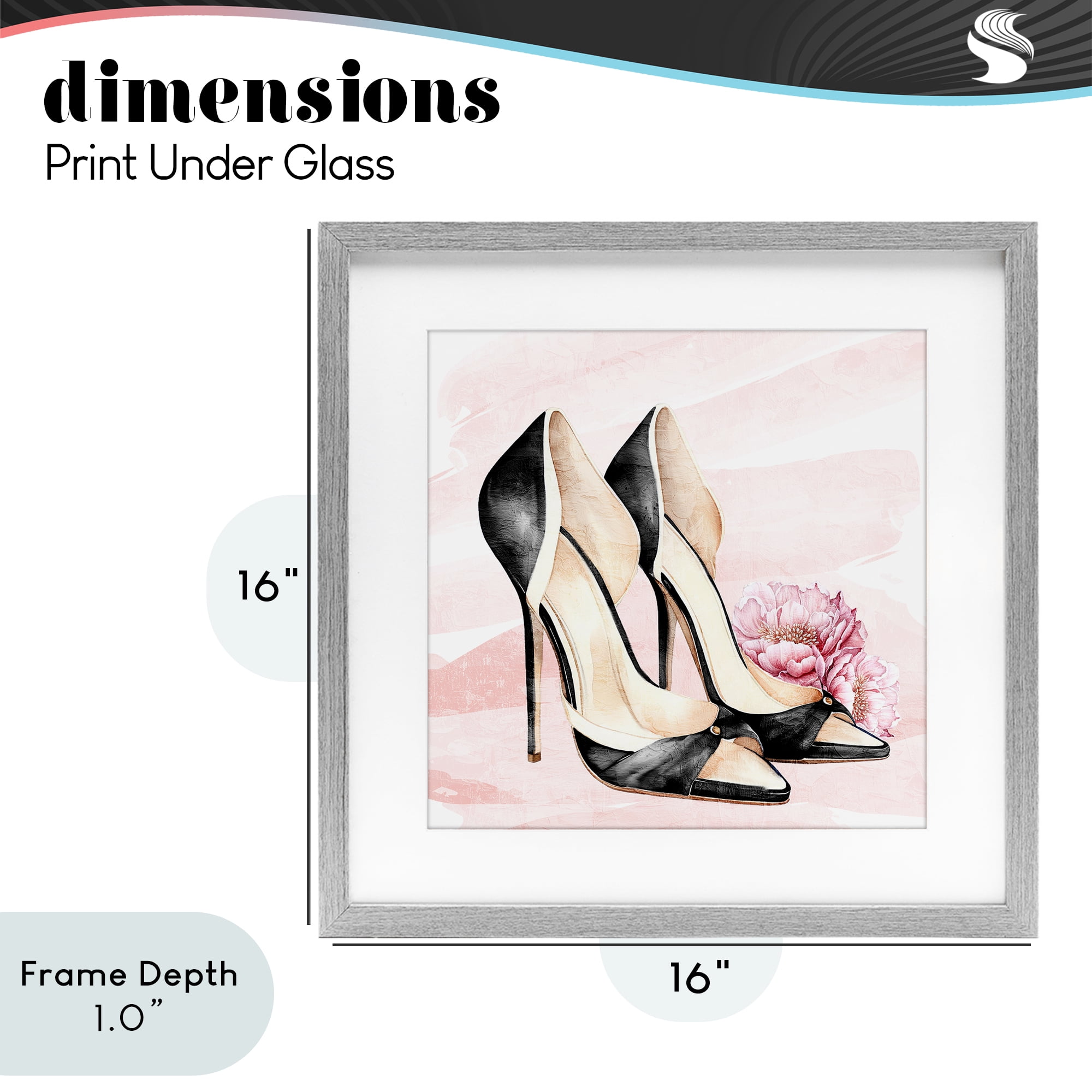 Stupell Industries Glam Time Heels Gray Framed Print Under Glass, design by Kim Allen