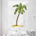 thumbnail image 1 of Palm Tree Tapestry, Cartoon Palm Tree Image Tropical Plant and Sand Serenity Nature Foliage Print, Wall Hanging for Bedroom Living Room Dorm Decor, 60W X 80L Inches, Green Brown, by Ambesonne, 1 of 2
