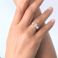 thumbnail image 5 of Gem Stone King 925 Sterling Silver Peach Morganite and White Zirconia 3 Stone Engagement Ring for Women (3.38 Cttw, Gemstone October Birthstone, Cushion 8MM, Size 8), 5 of 5