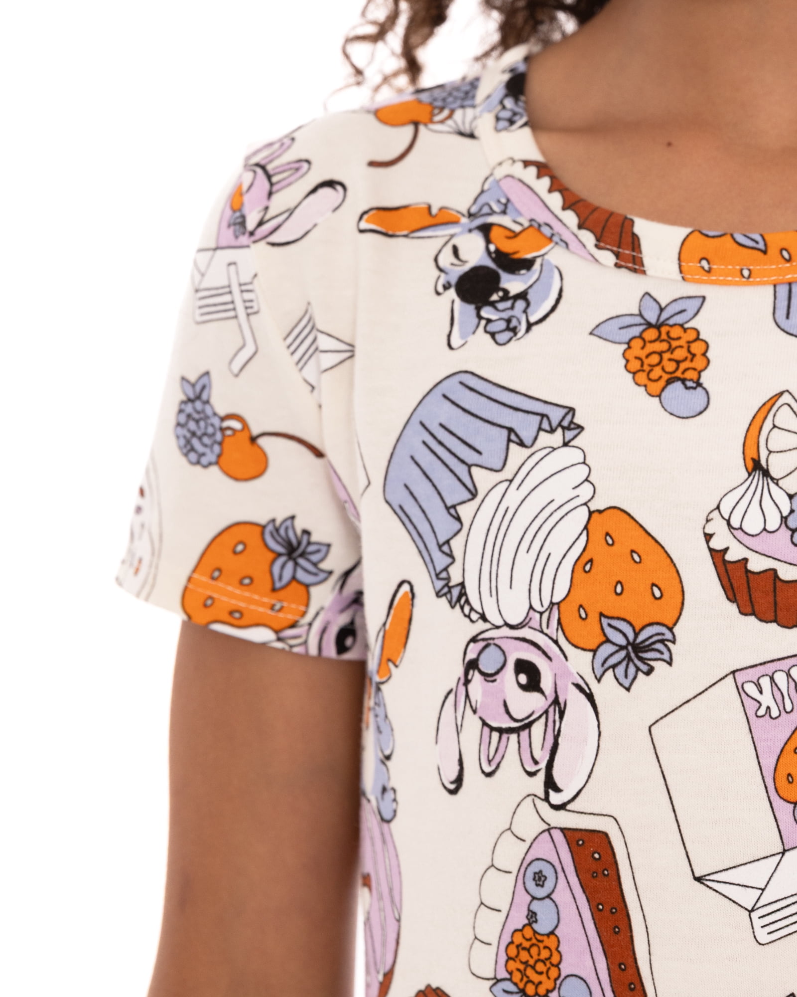 Stitch Girls Print Skater Dress with Short Sleeves, Sizes 4-12