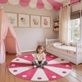 thumbnail image 2 of Alfombra Redonda Jinchan Carrusel Fucsia 150 cm Lavable para Niños, 2 of 9