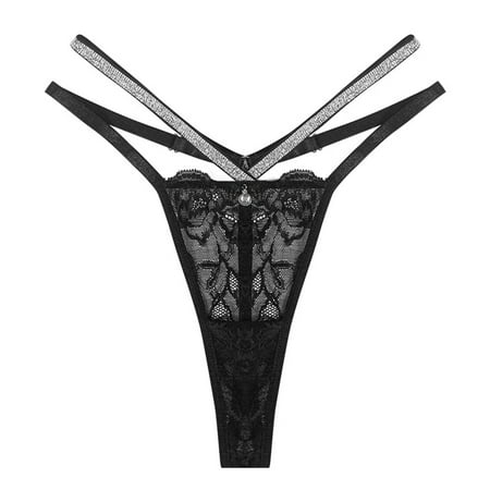 Mortilo Thongs For Women   Lace Thongs Low Rise Panty Breathable Underwear For Women Women S Exotic Panties Black M