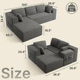 thumbnail image 3 of Asofer L-Shaped Modular Sectional Sofa with Chaise for Living Room, No Assembly Required, Dark Grey, 3 of 10