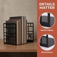 thumbnail image 2 of Unique Bargains Geometric Metal Bookends Decorative Book Ends for Shelves Black Style A 4.7"x3.7"x6.7", 2 of 6