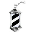thumbnail image 1 of Retro Style Rotating Barber Pole Light ,Wall Mount Hair Salon Sign Light ,with Hanging Rack ,Barber Pole Stand Lamp Stripes for Indoor Party , 32cm Black White, 1 of 8