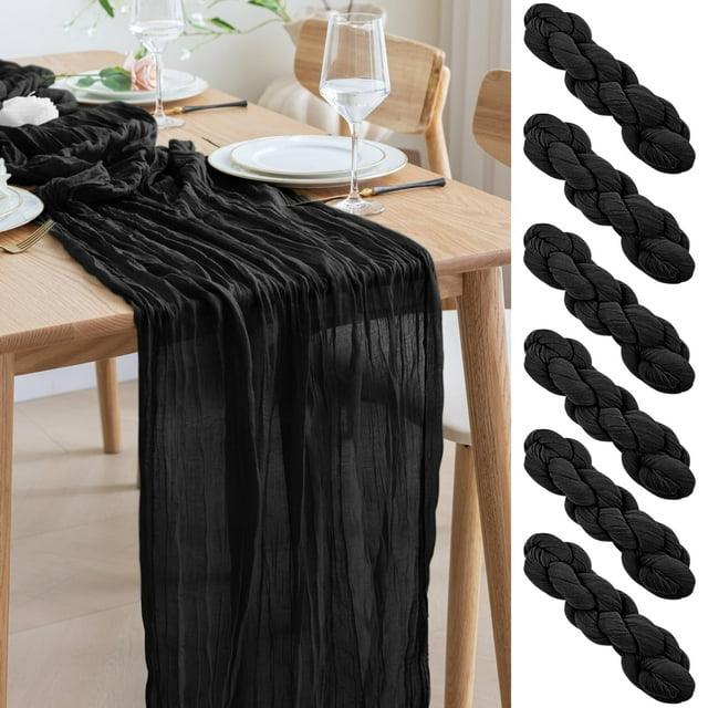 Tapete de mesa Ase'm, estopilla de 3 m de largo, negro, para decoración