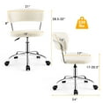 thumbnail image 2 of Gymax Chaise de Bureau d'Ordinateur Réglable en Sherpa Chaise de Bureau Pivotante Chaise de Coiffeuse Blanche, 2 of 10
