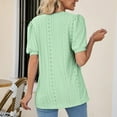 thumbnail image 4 of Midsumdr Womens Tops 2025 Fashion Mesh Breathable Short Sleeve V-Neck Blouse Tops Comfortable Temperament Solid Color Tops, 4 of 6