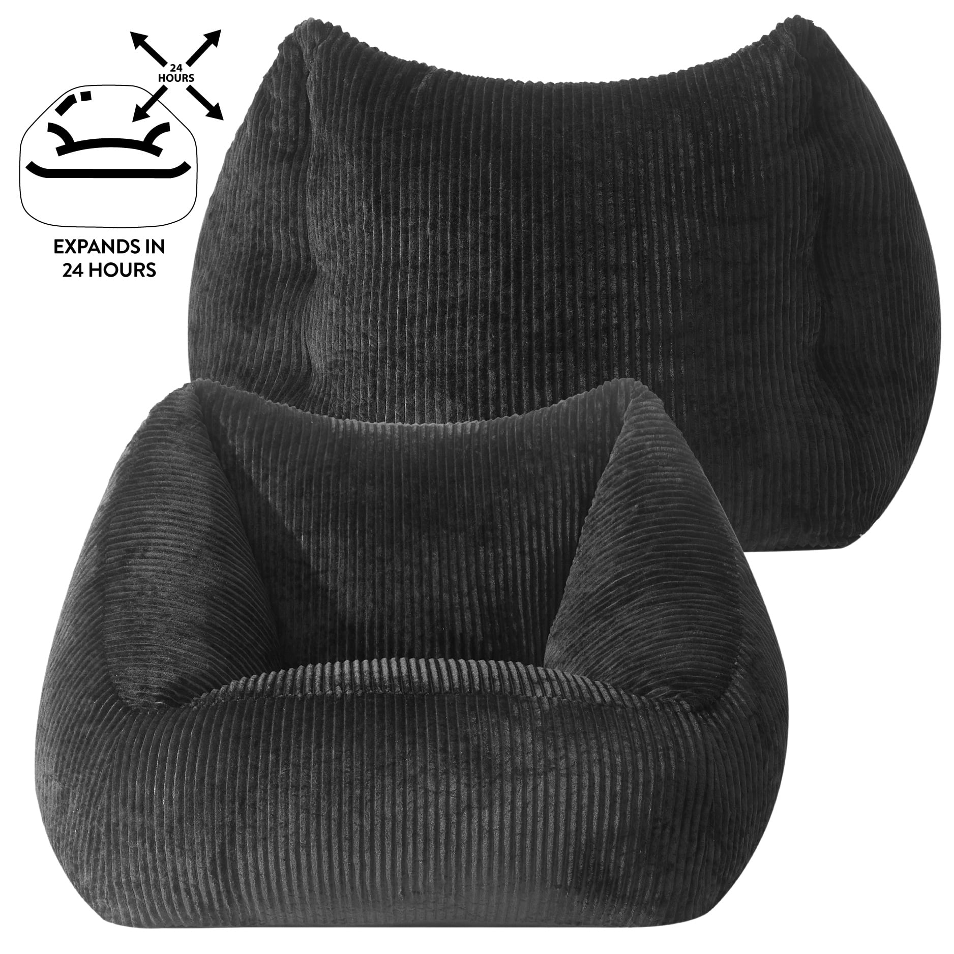Mainstays by Becky G. & Alejandra Ribbed Plush Compressed Foam Chair, Black