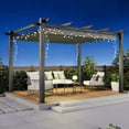 thumbnail image 6 of MELLCOM Retractable Pergola 10x13 ft, Waterproof Sun Shelter with Dual-Side Adjustable Coverage, Aluminum Frame with Locking Straps and Screws, for Patio Deck, Gray, 6 of 8