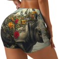 thumbnail image 1 of Fotbe Floral Rhino With Birds Shorts Sin Costuras – Shorts Deportivos de Cintura Alta para Mujer, Elásticos para Gimnasio, Yoga, Running o Ciclismo-Small, 1 of 8