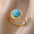 thumbnail image 1 of Anillos de piedra de ópalo de acero inoxidable para mujer, chapado en oro, sol, estrella, boda, pareja, anillo ajustable, joyería estética, envío gratis, 1 of 4