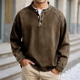 thumbnail image 2 of Mens T-Shirts Long Sleeve Solid Denim Pintuck Washed Crewneck Top Pullover Jeans Tees for Men, 2 of 4