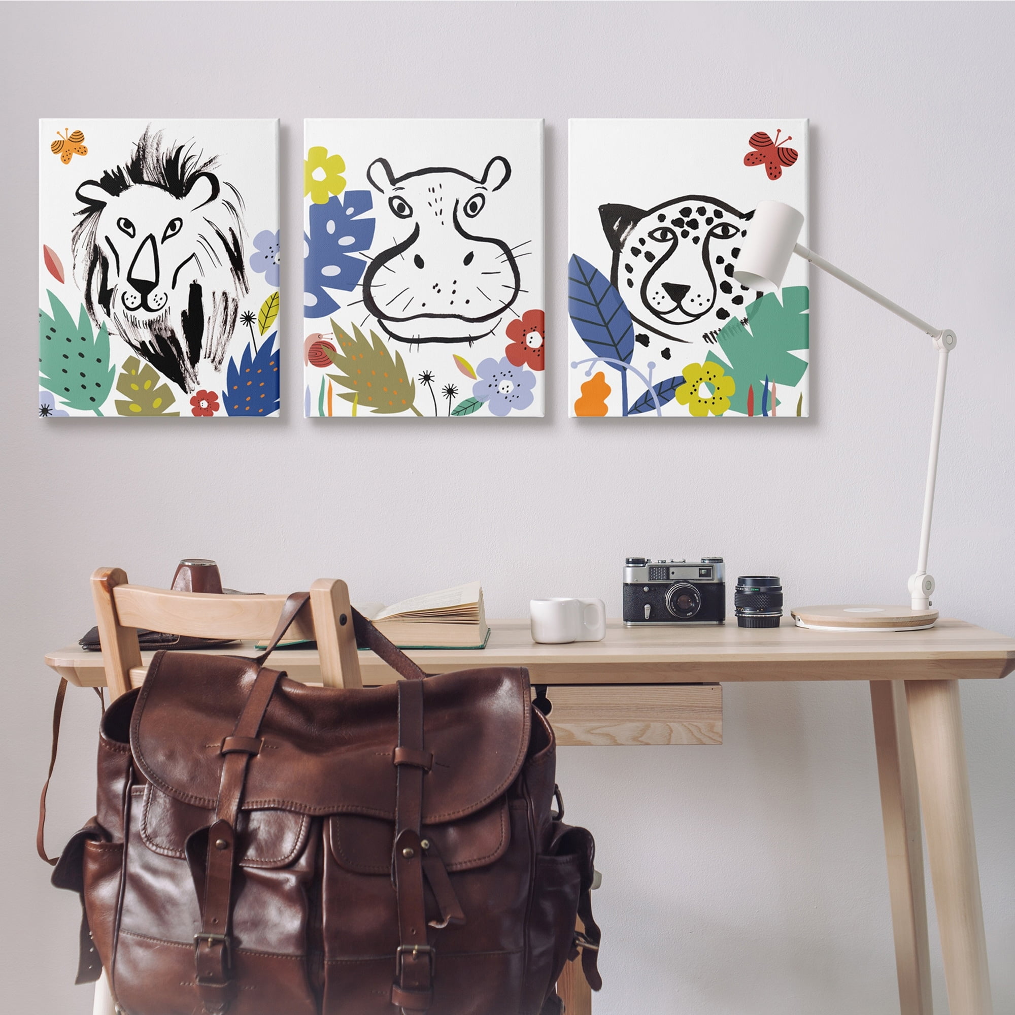 Stupell Industries Jungle Animal Kingdom Colorful Kids Pet Illustration,24 x 30, Design by Abi Hall