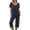 #02 Dark Blue 【Mix & Rotate: Stock Up On All-Season Soft Loungewear】, variant on Women's Two Piece Pajama Sets, Lightweight Breathable Relaxed Cut, V-Neck Short Sleeve Top Matches Capri Length Pants, Comfortable Pajama Party Lounge | TruHer,Army Green L