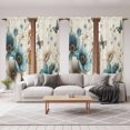thumbnail image 6 of Teal Tulip Butterfly Kitchen Curtain for Berdoom Living Room Cafe 72 Inch Length, Turquoise Floral Farmhouse Beige Tiers Curtains Light Filtering Drapes Rod Pocket Window Treatment 2 Panels 52"Wx72"L, 6 of 8