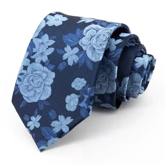 Yongchuantie Fashion 3.15 "Retro Blue Flower Pattern Men's Tie Business Casual Wedding 8cm Wide Tie