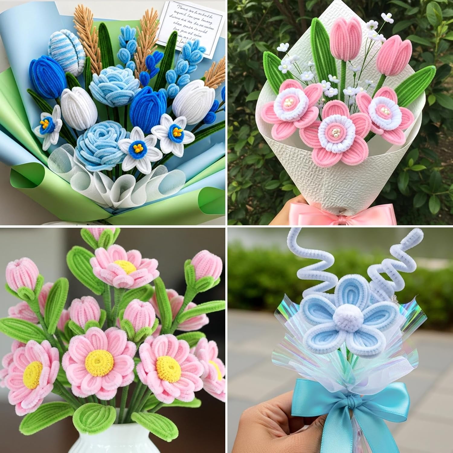 Pipe Cleaners, 500pcs Multi-Colored, Flower Making Kit, Arts and Craft Supplies, Pipe Cleaners Kit, Pipe Cleaners for Flowers, Craft Supplies Kit, Ideas for Art Project Activity